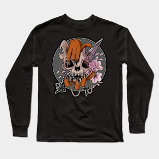 Silver moon skull cat Long Sleeve T-Shirt